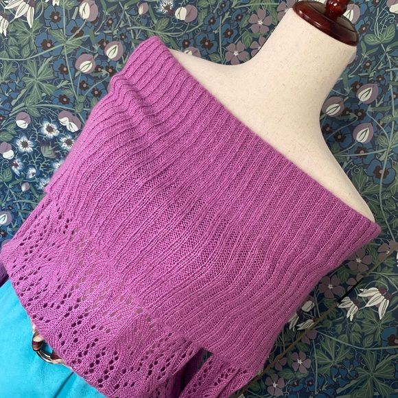 Vintage off the shoulder sweater in pink, size M/L - Picture 4 of 4